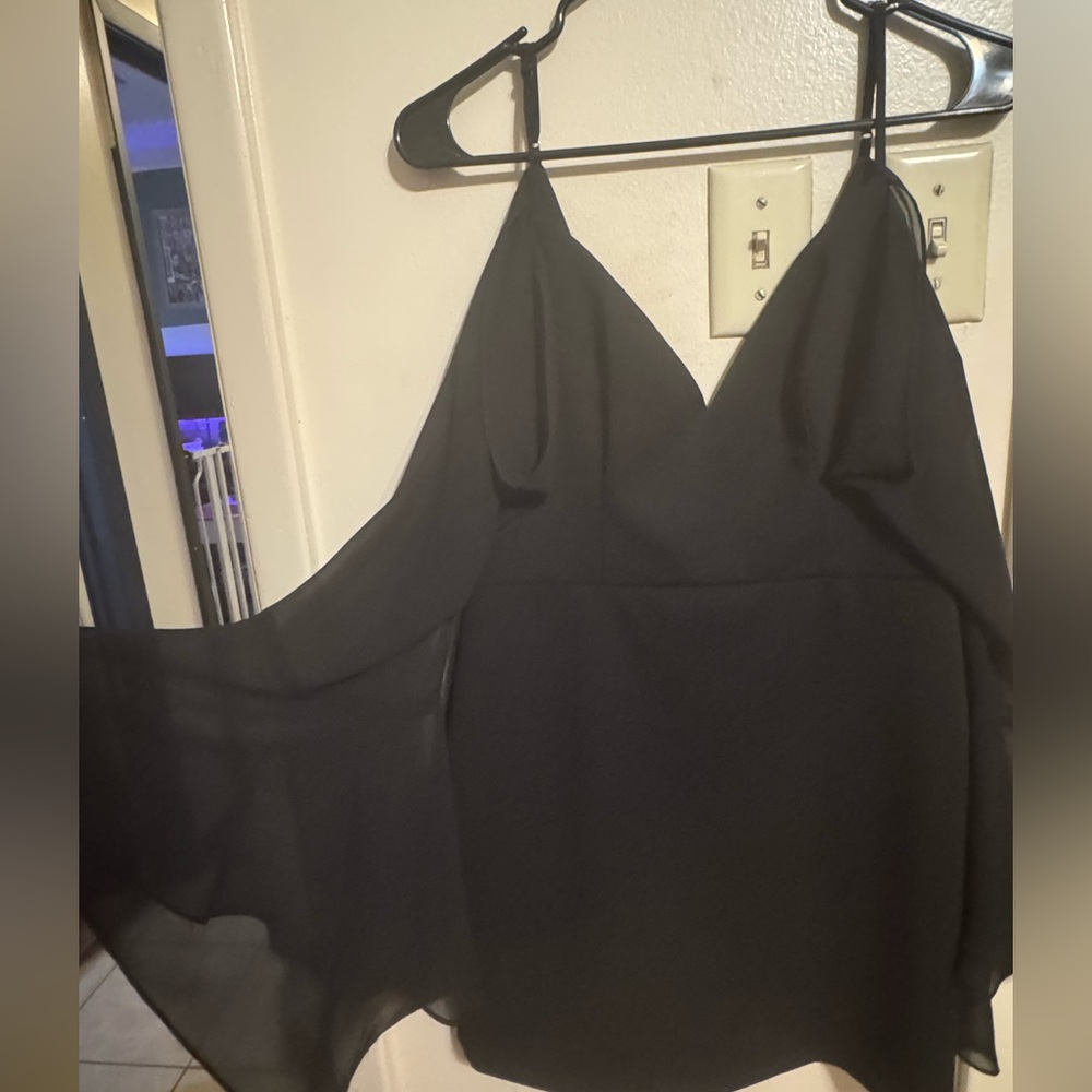 BCBG Paris Black Chiffon Spaghetti-Strap Camisole